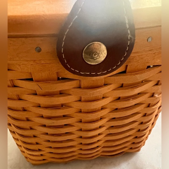 Rare Longaberger Hand Woven With Leather Strap And Trim Basket Purse Signed 2001 - Picture 2 of 14